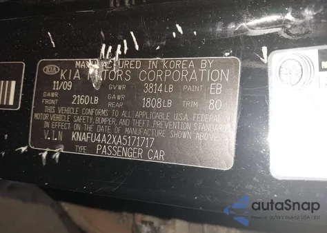 2010 Kia Forte Ex из США, поврежденный, VIN KNAFU4A2XA5171717